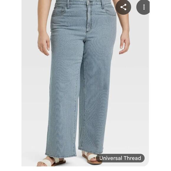 Universal Thread High Rise Wide Leg Jeans Blue Striped Women’s 30 NWT - Picture 2 of 9